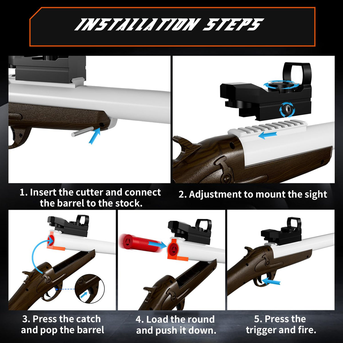 Ouzhimanxing toy shotgun pump-action grip provides comfortable handling.