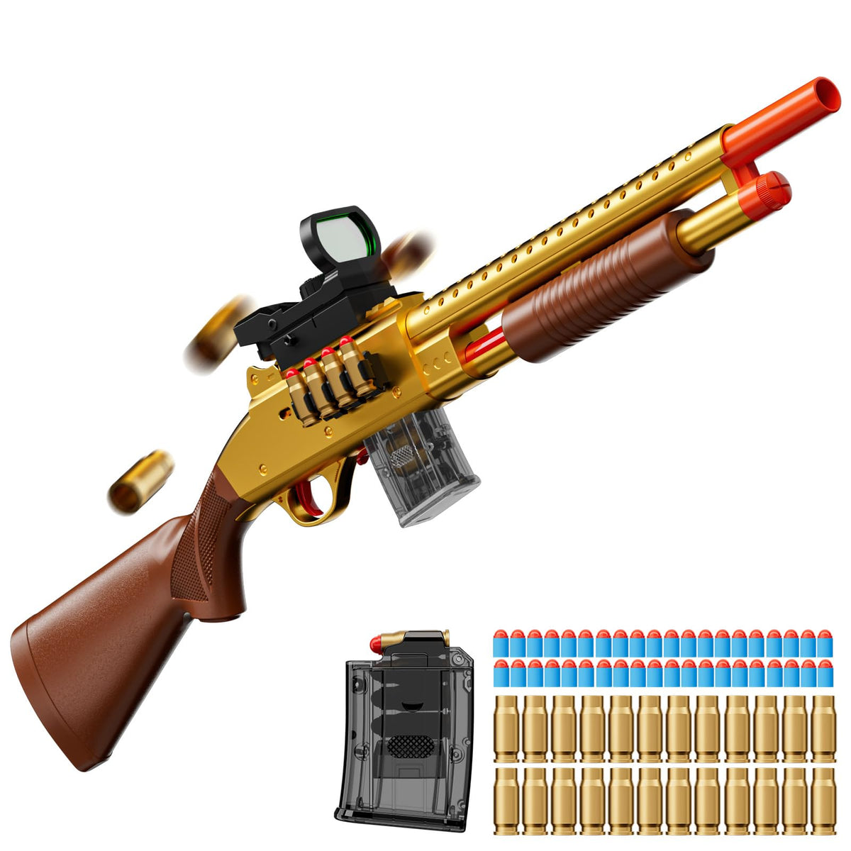 Ouzhimanxing manual pump action shotgun with foam darts for safe outdoor target practice.