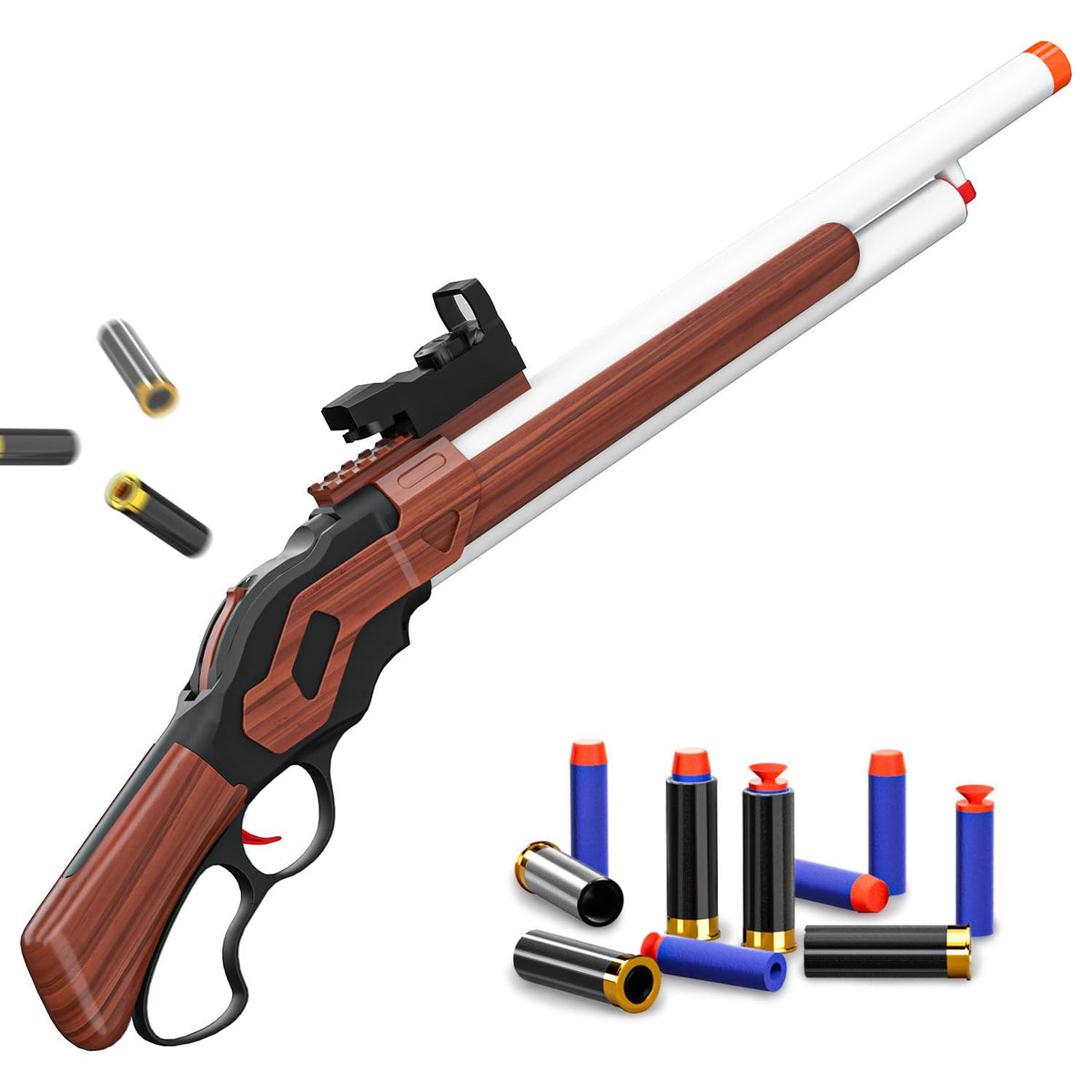 Ouzhimanxing shell-ejecting toy gun 27-inch demonstrates dramatic ejection for immersive play sessions