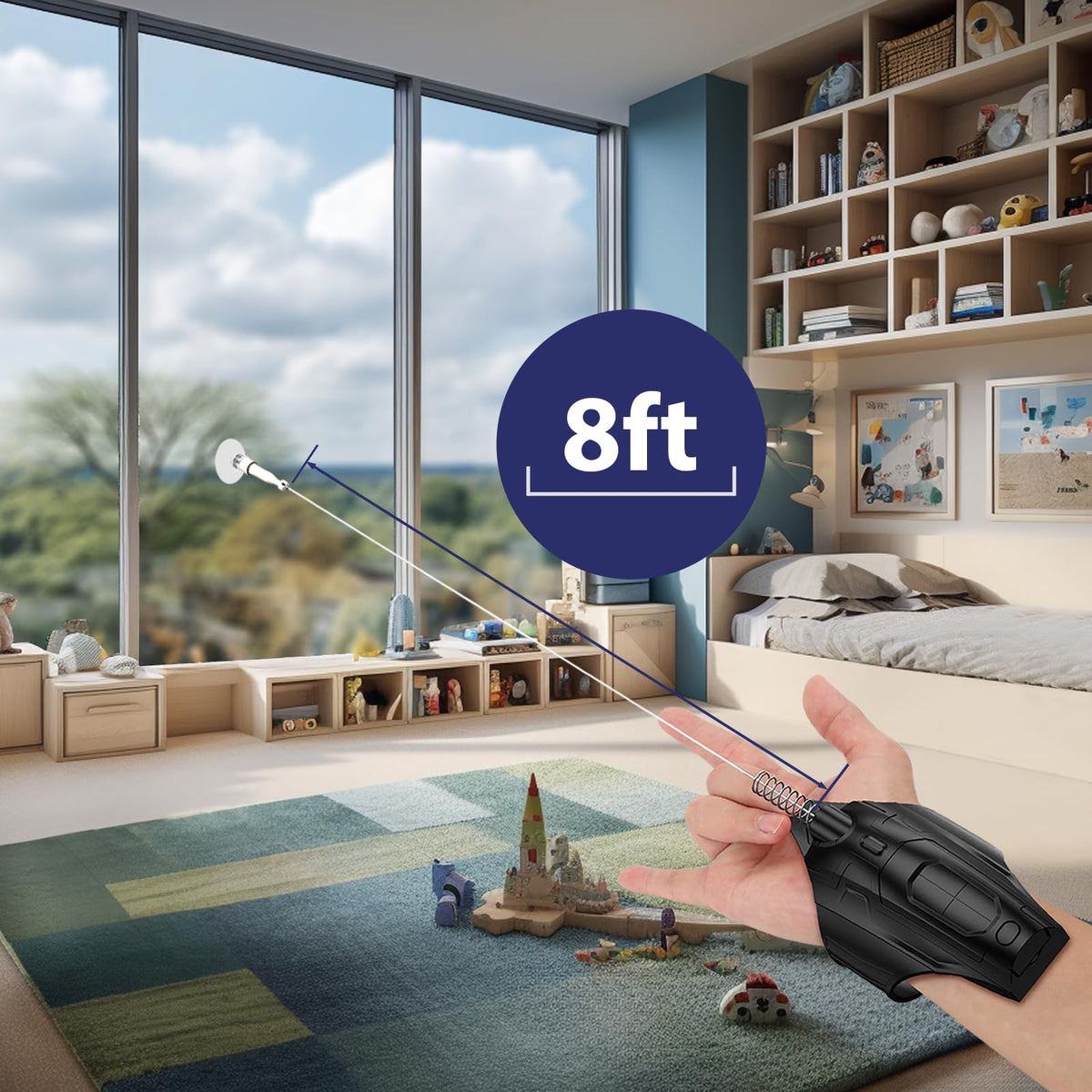 OVERFUN Web Launcher rechargeable battery powers quick resets for smooth reuse.