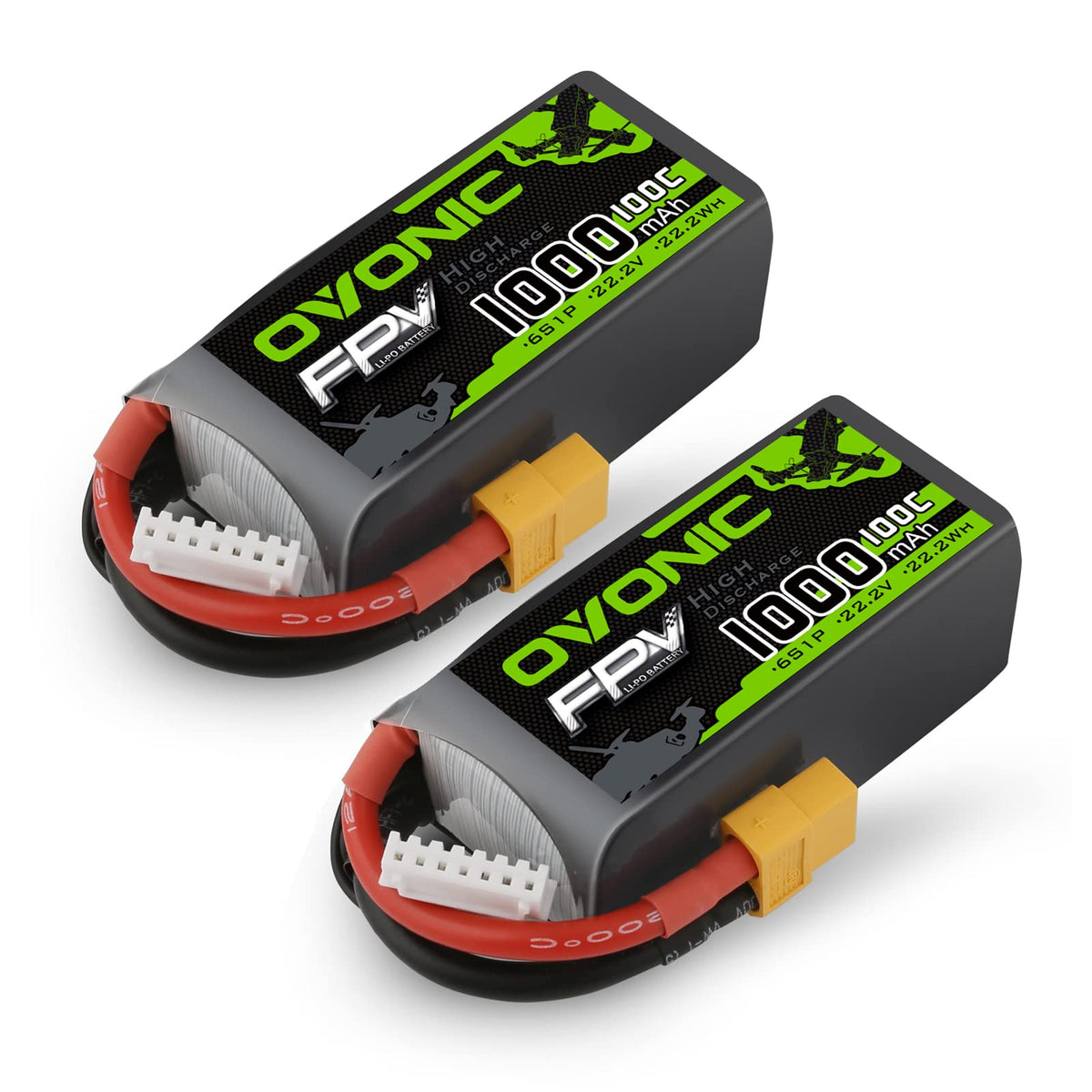 OVONIC 1000mAh 6S 100C battery with XT60 plug ready for FPV racing quads