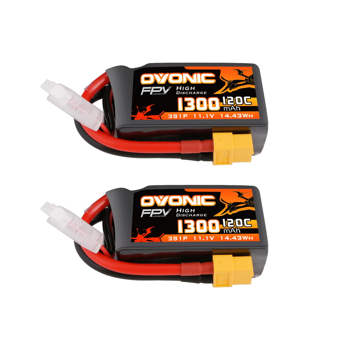 OVONIC 11.1V 3S 1300mAh lipo battery with XT60 connector for FPV drones