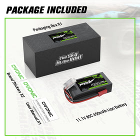 OVONIC 11.1V 450mAh 3S battery in-pack use ready for flights
