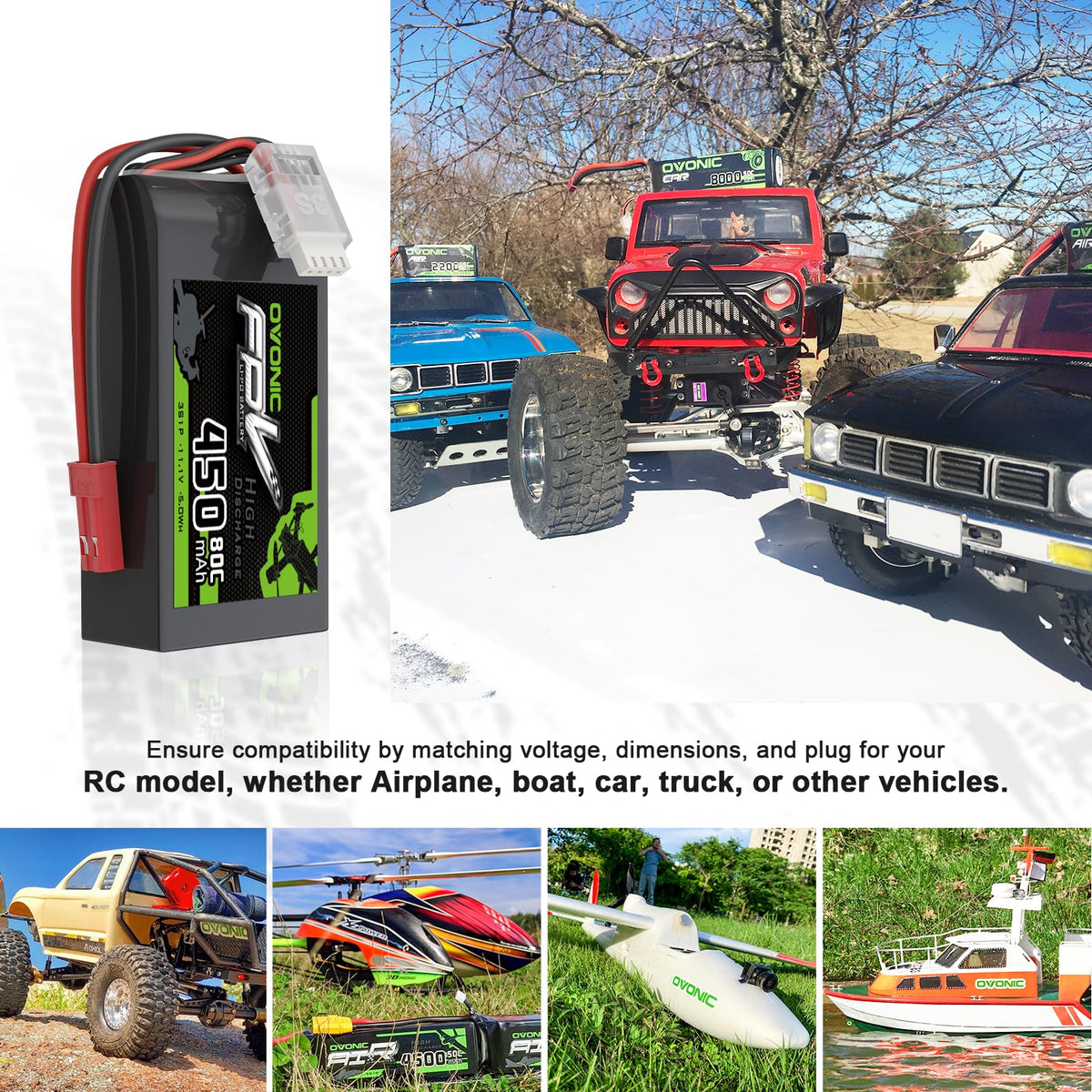 OVONIC 11.1V 450mAh 3S battery pack 2 included in package
