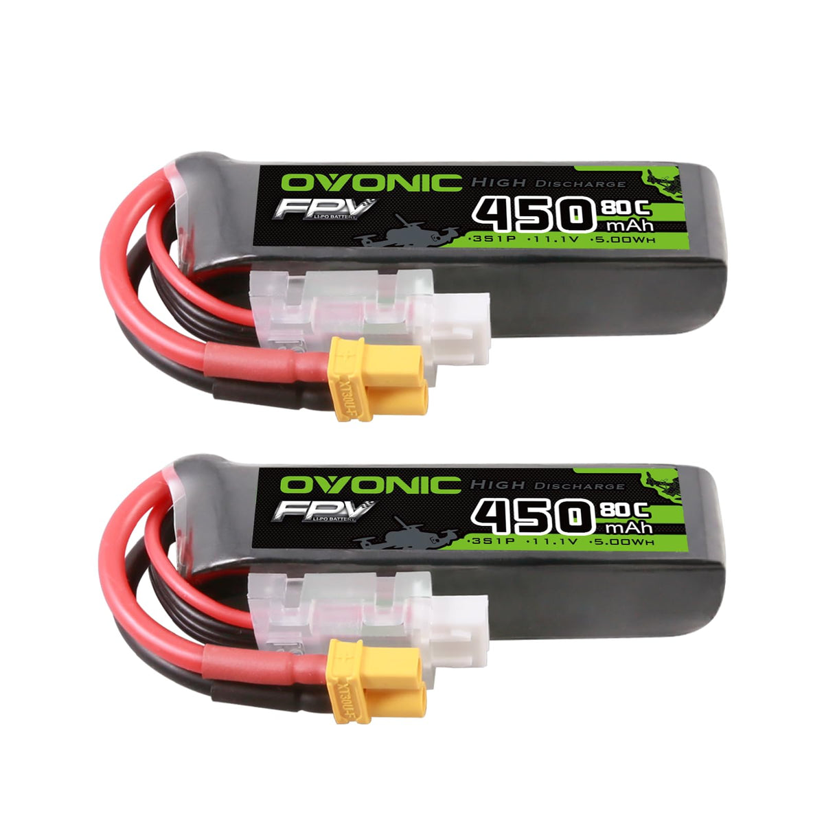 OVONIC 11.1V battery with XT30 front view shows compact high power pack