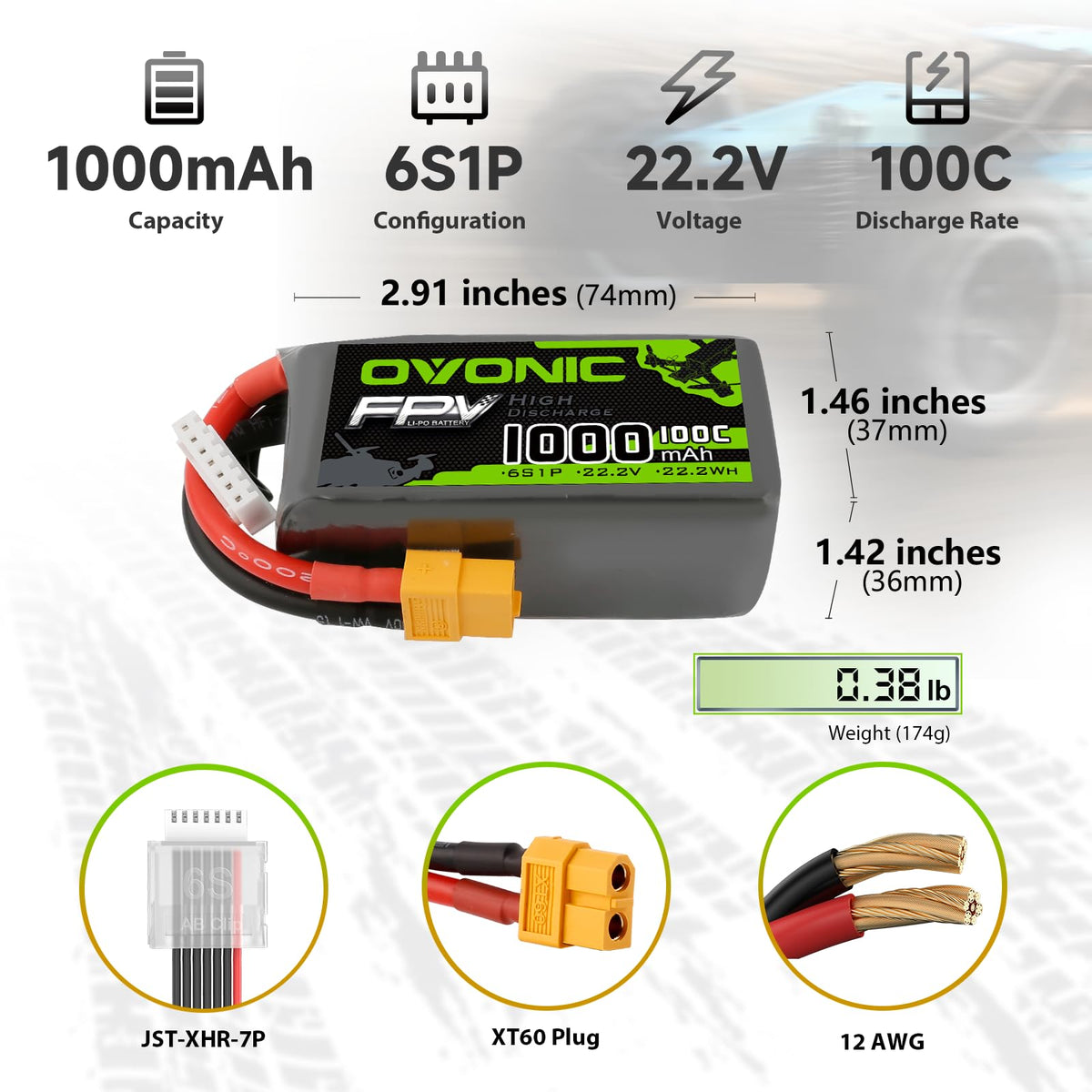 Two-pack OVONIC LiPo battery set for DIY RC builds and multi-motor planes