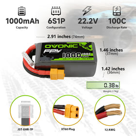 Two-pack OVONIC LiPo battery set for DIY RC builds and multi-motor planes