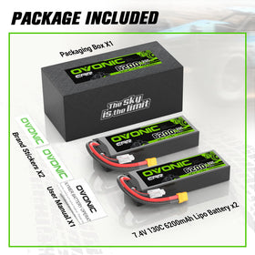 OVONIC 2S LiPo 6200mAh package contents layout batteries stickers manual