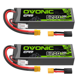 OVONIC 2S LiPo 6200mAh front view ideal for RC cars and drones