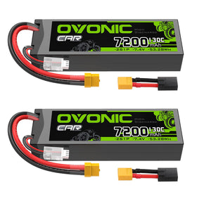 OVONIC 2S LiPo battery with 7200mAh capacity for longer RC sessions
