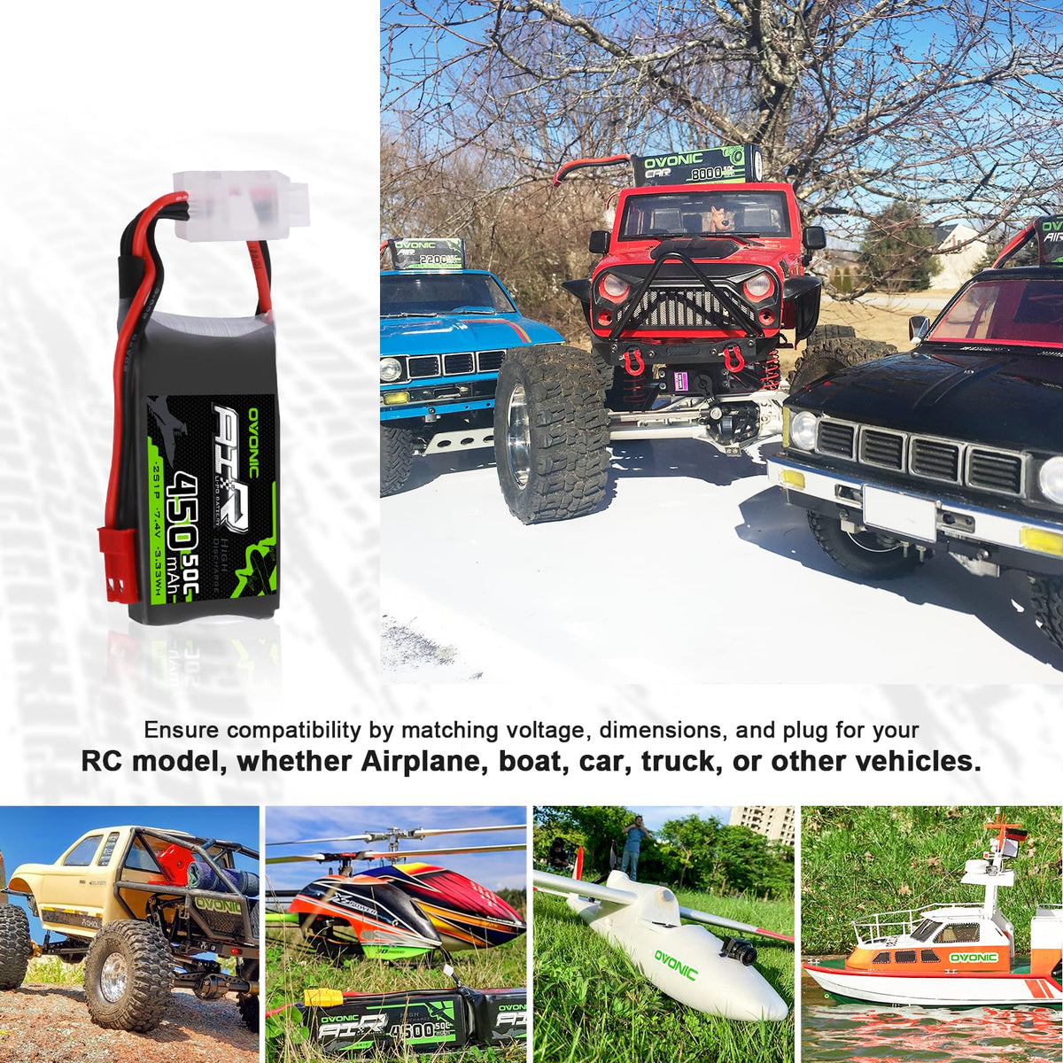 OVONIC 2S LiPo battery compatibility with micro copters and FPV drones