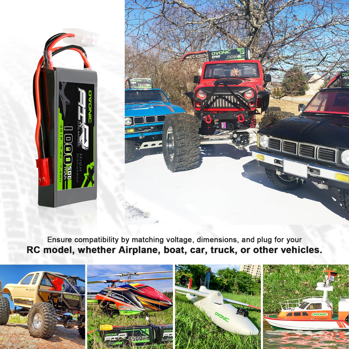 OVONIC 2S LiPo battery pack two-pack ready for extended FPV sessions