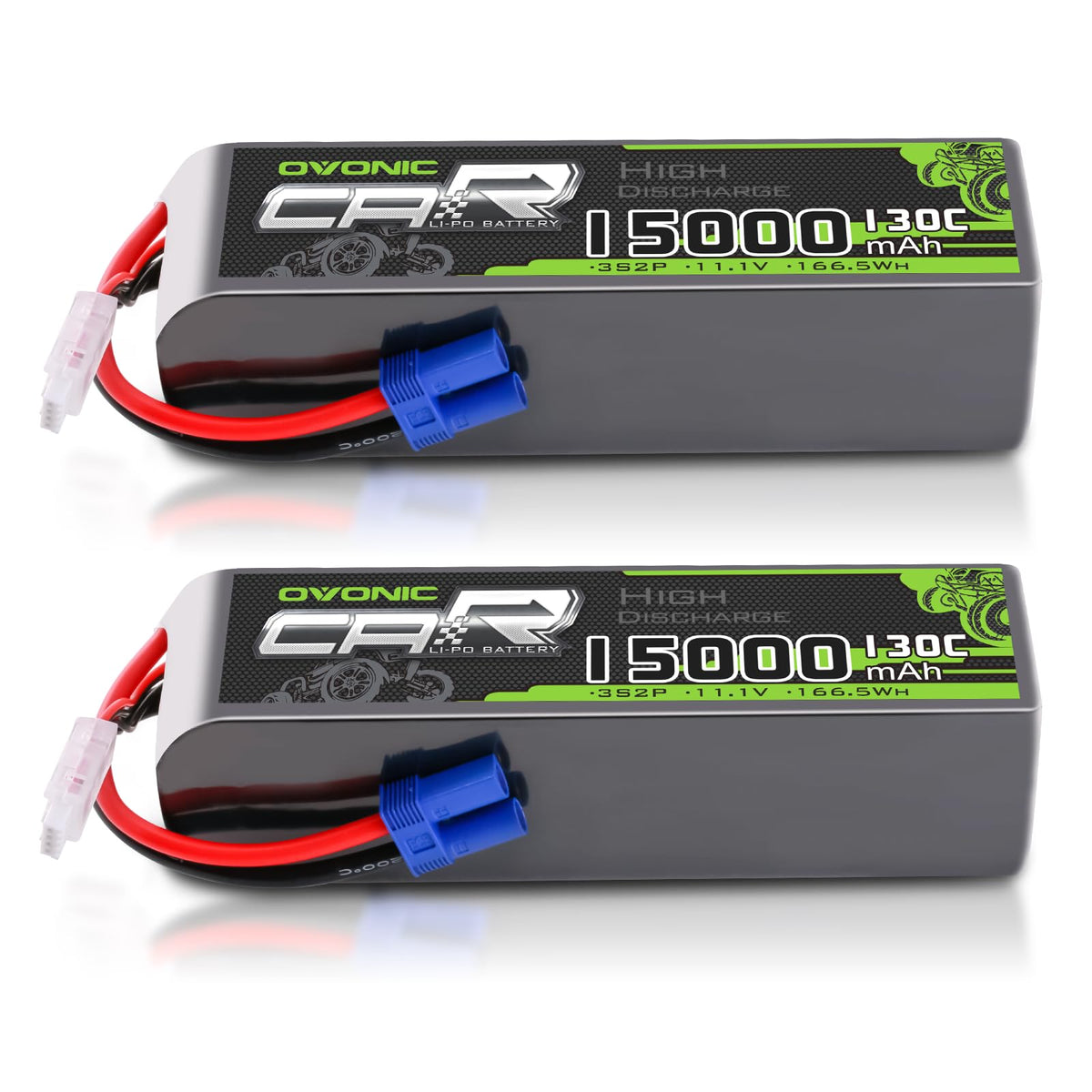 OVONIC 3S LiPo battery front view with 11.1V power for RC cars and models