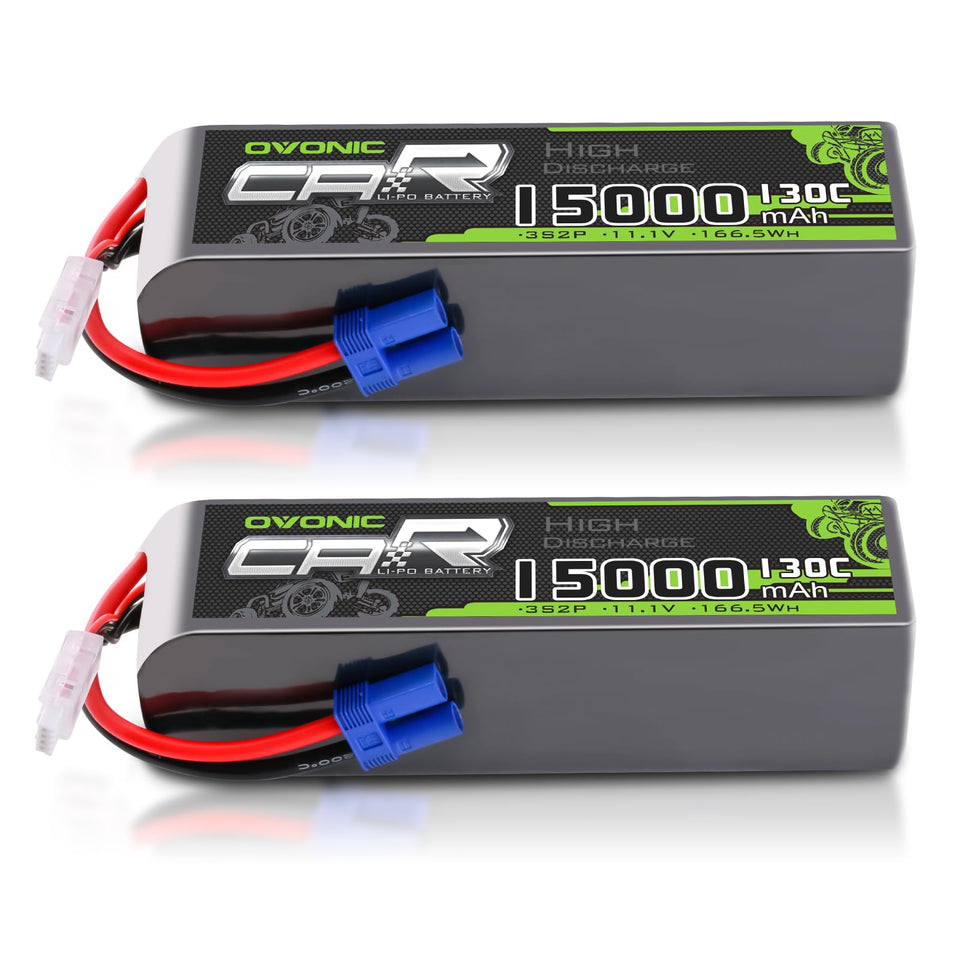OVONIC 3S LiPo battery front view with 11.1V power for RC cars and models