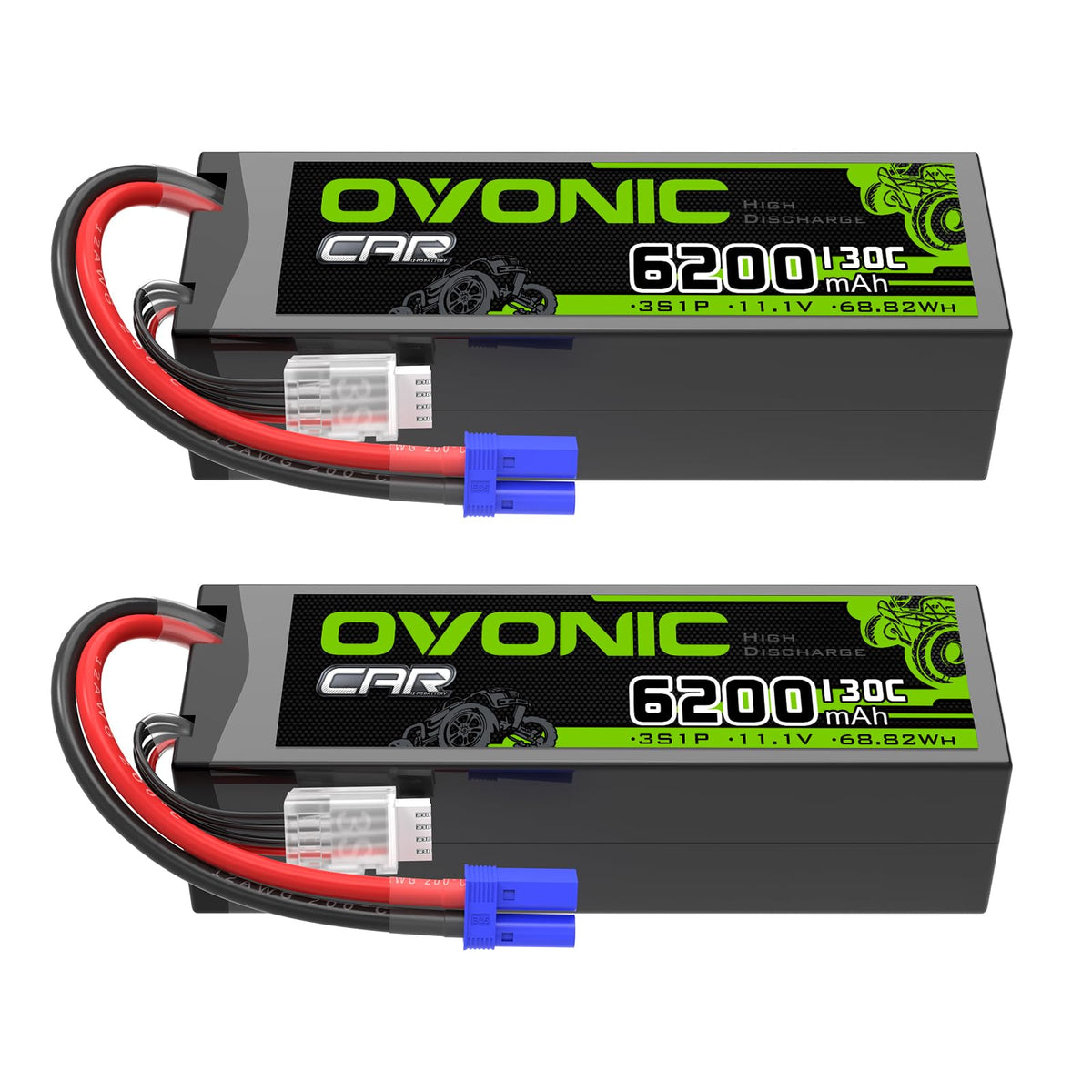 OVONIC 3S 6200mAh battery top view for extended RC run times.