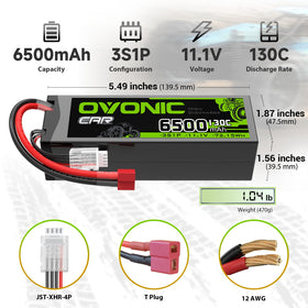 OVONIC 3S 6500mAh battery side profile showing compact form for drones