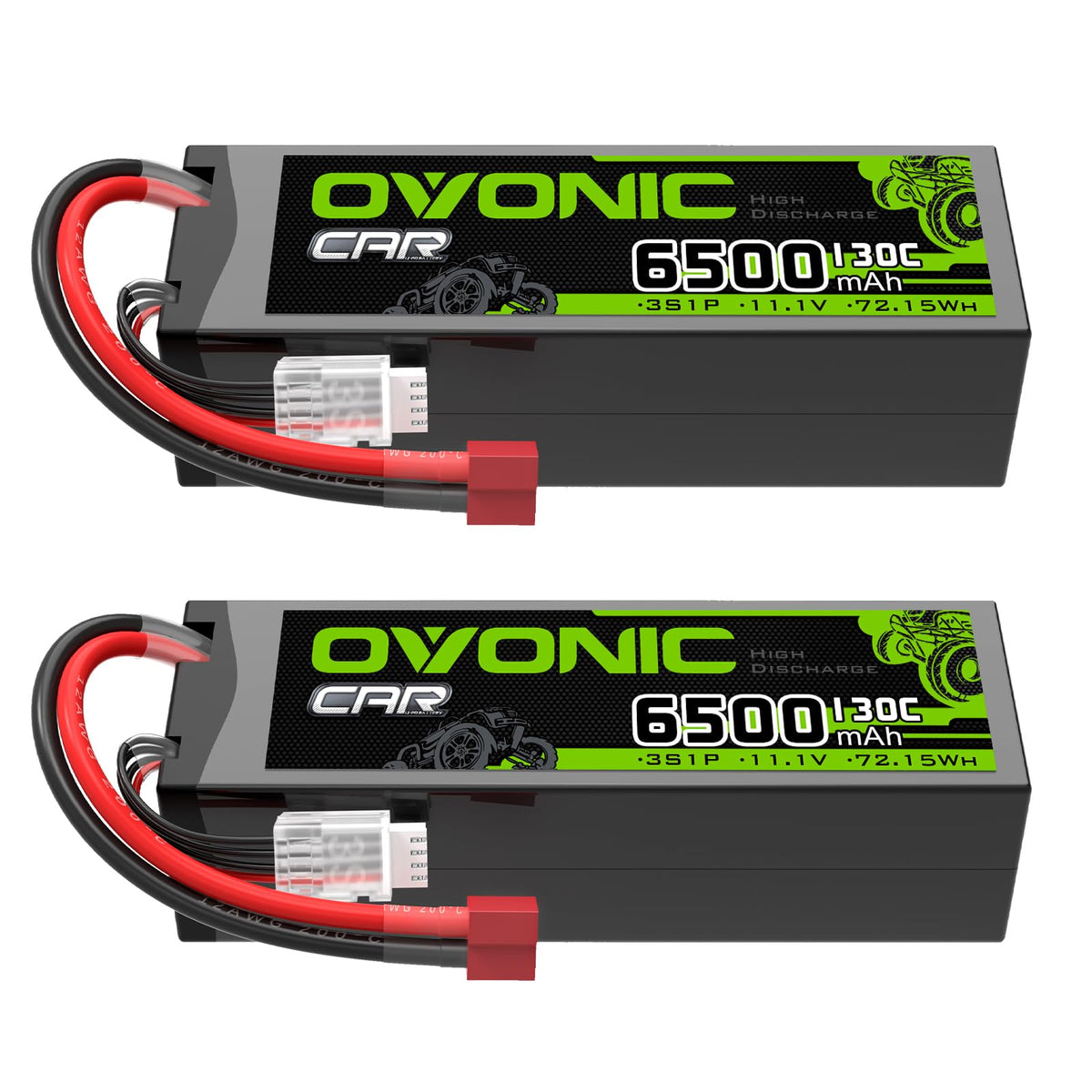 OVONIC 3S 6500mAh battery top view for extended run time in RC cars