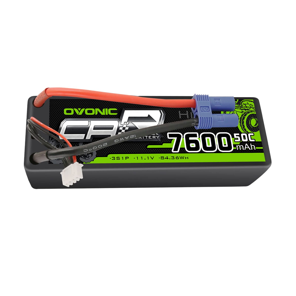 OVONIC 3S 7600mAh hard-case battery for durable RC power.
