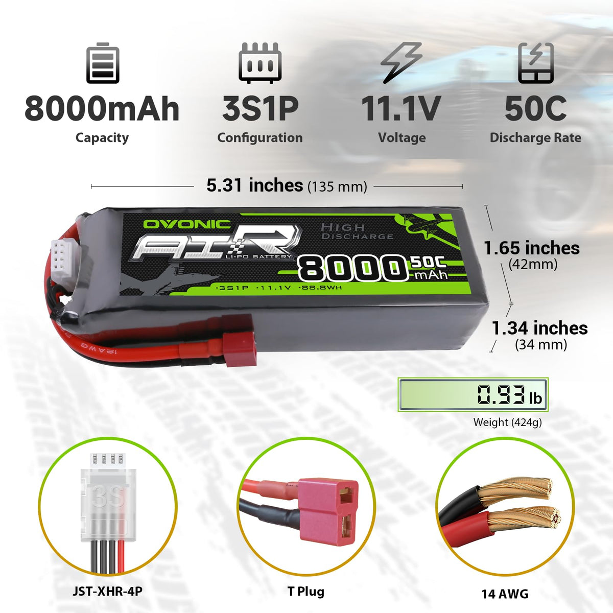 OVONIC 3S 8000mAh battery side profile highlighting compact design