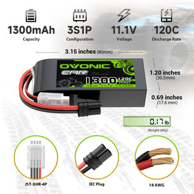 OVONIC 3S battery weight highlights light handling for agile flight sessions.