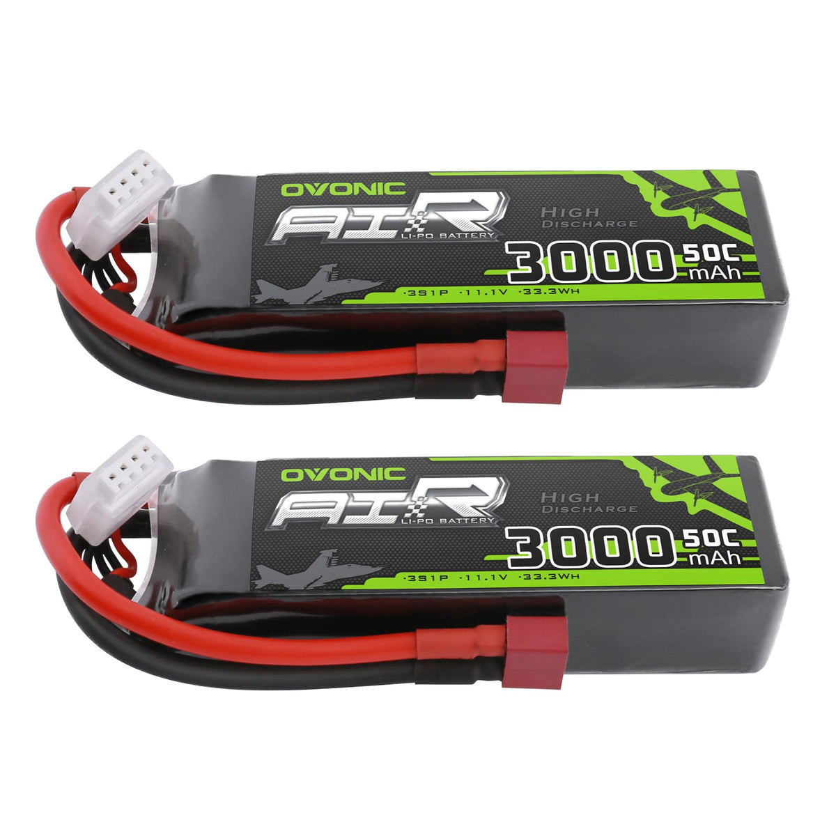 OVONIC 3S LiPo battery with Dean connector, front view, ready for RC use