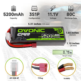 OVONIC 3S LiPo battery with Deans T connector ready for quick, reliable power