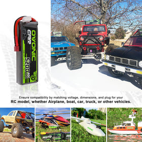 OVONIC 3S LiPo battery installed in an RC car for extended runtime