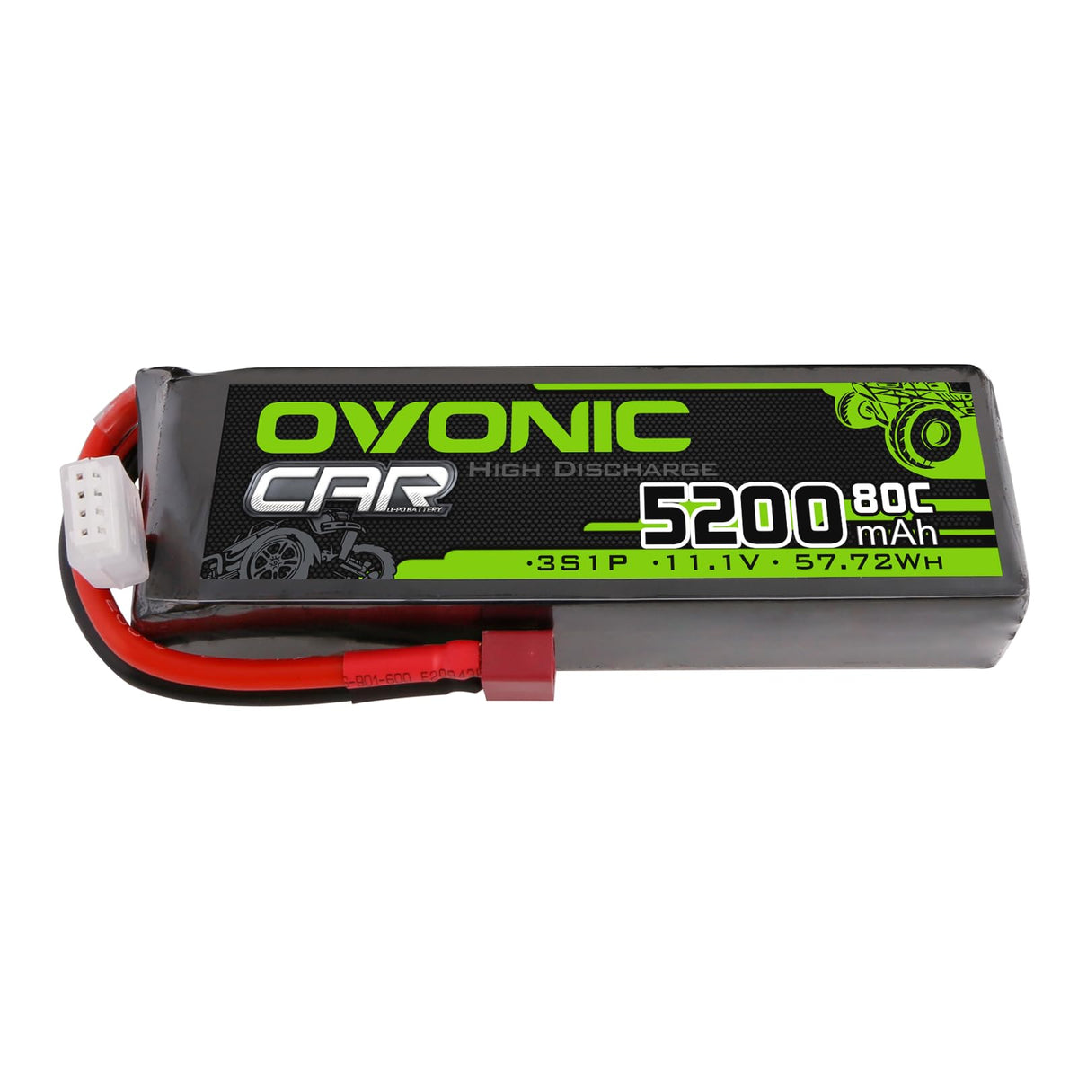 OVONIC 3S LiPo battery side view showing compact pack for longer RC sessions