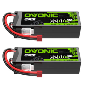 OVONIC 3S LiPo 6200mAh closeup showing high capacity for longer RC sessions.