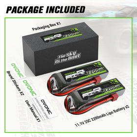OVONIC 3S LiPo battery compatibility illustration for RC planes and quads.