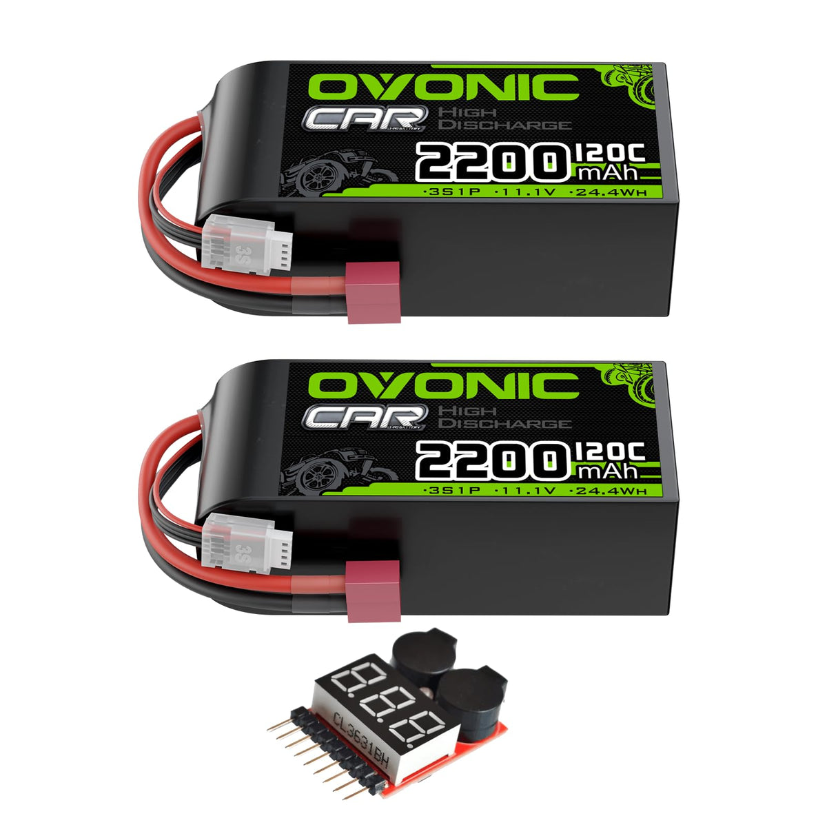 OVONIC 3S short LiPo battery with Deans-T plug for high-pulse power in RC vehicles