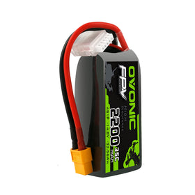 OVONIC 4S LiPo battery with XT60 connector for FPV drones.