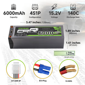 OVONIC 4S LiPo battery side EC5 connector for quick-charge readiness.