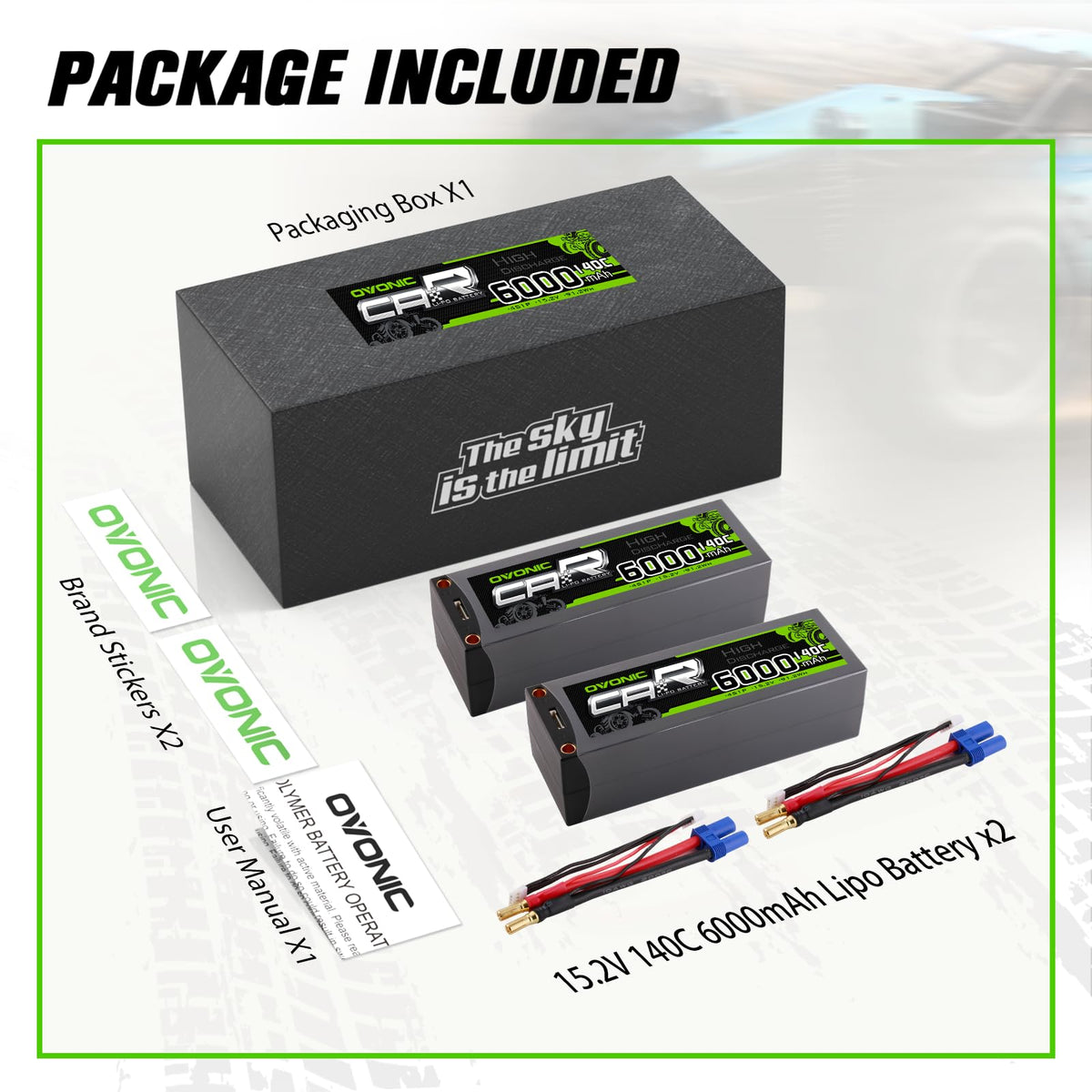 OVONIC 4S LiPo battery weight view notes 510 g for balanced RC setup.