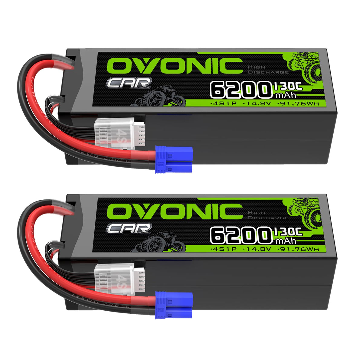 OVONIC 4S LiPo battery front view, ideal for RC vehicles.