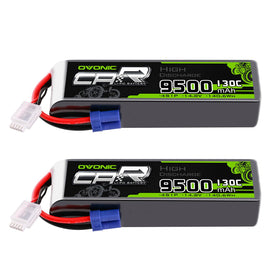 OVONIC 4S LiPo battery front view with 9500mAh capacity for extended RC sessions
