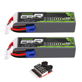 OVONIC 4S LiPo battery front view highlights compact size for space-conscious RC builds.