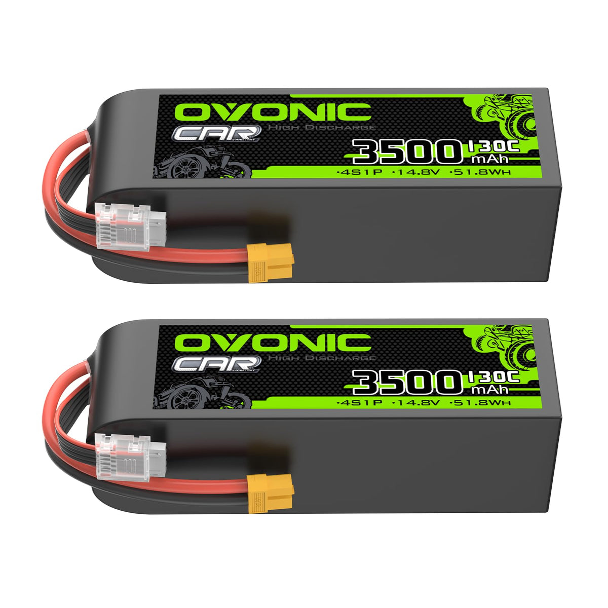 OVONIC 4S LiPo battery 3500mAh top view, compact power for RC models.