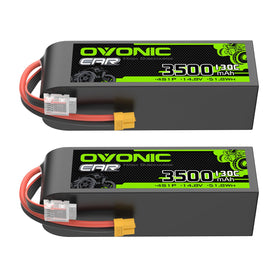 OVONIC 4S LiPo battery 3500mAh top view, compact power for RC models.