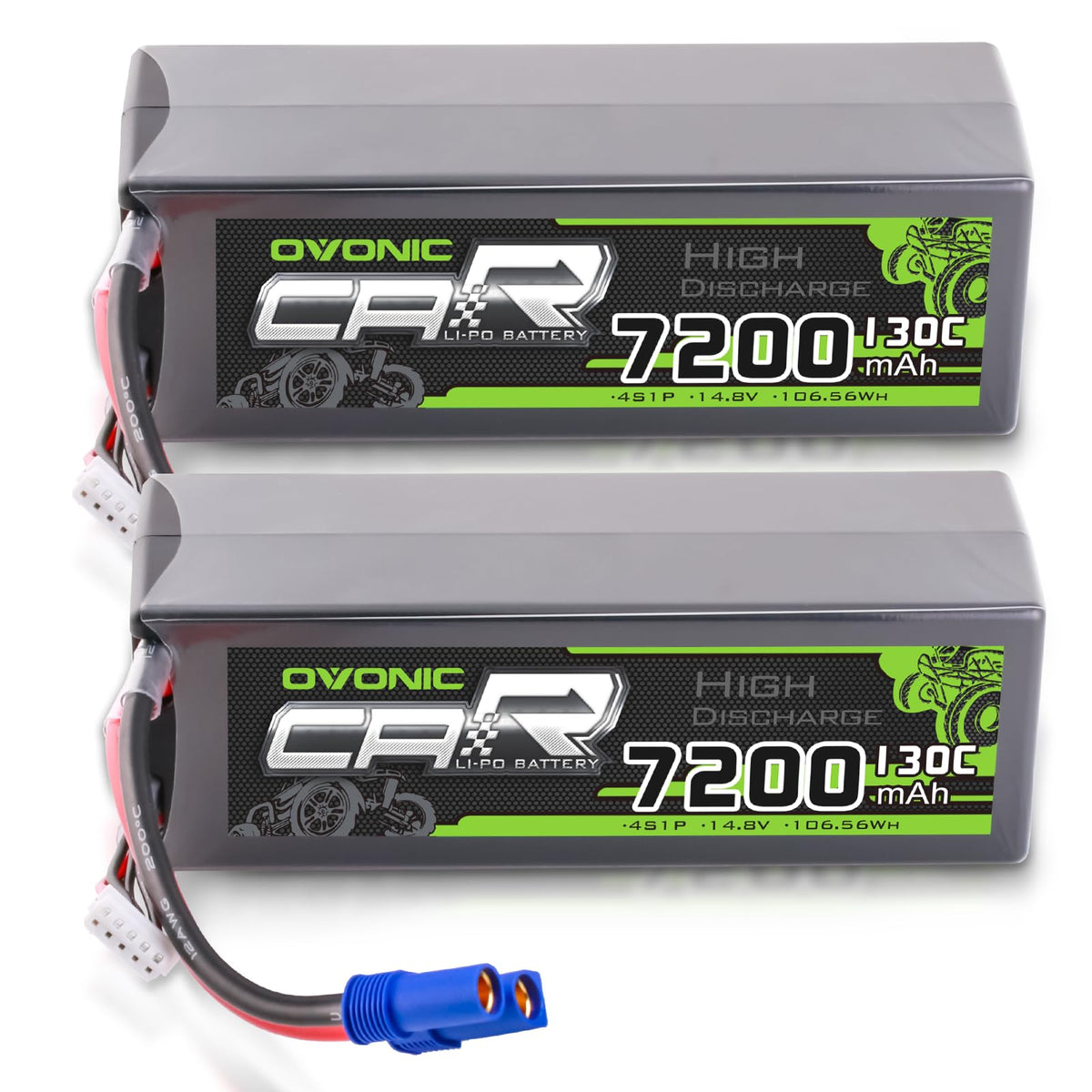 OVONIC 4S LiPo battery with EC5 connector for high-drain RC use.