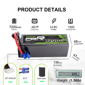 OVONIC 4S LiPo battery showing EC5 connector for secure power delivery.