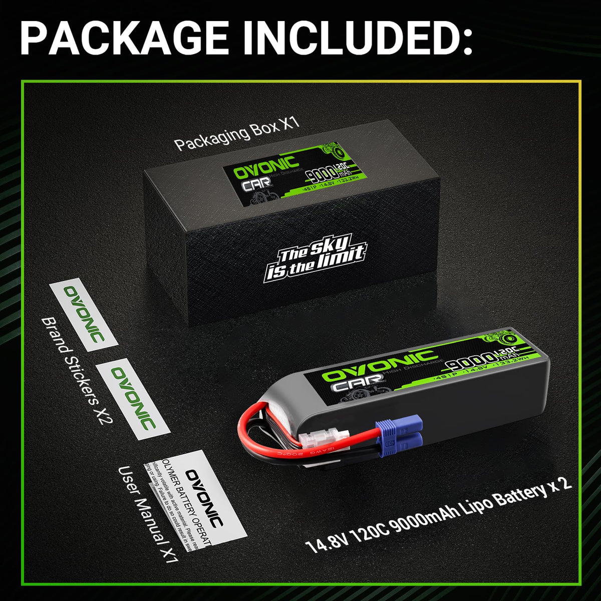 OVONIC 4S LiPo battery EC5 connector for reliable plug-in