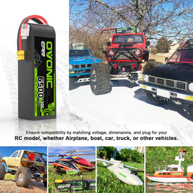 OVONIC 4S LiPo battery in use inside an RC car for extended play.