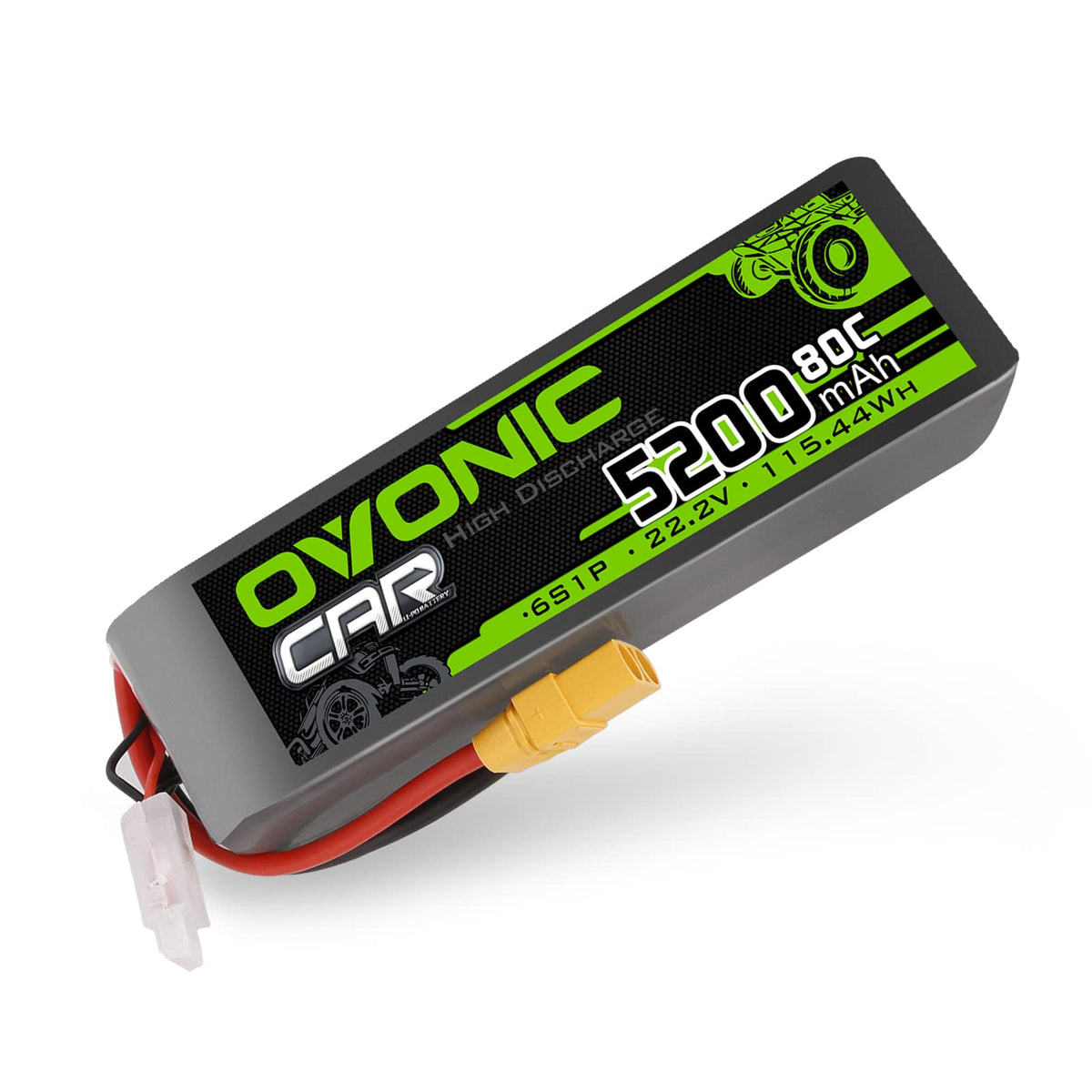 OVONIC 5200mAh 22.2V LiPo battery with XT90 connector powering RC aircraft