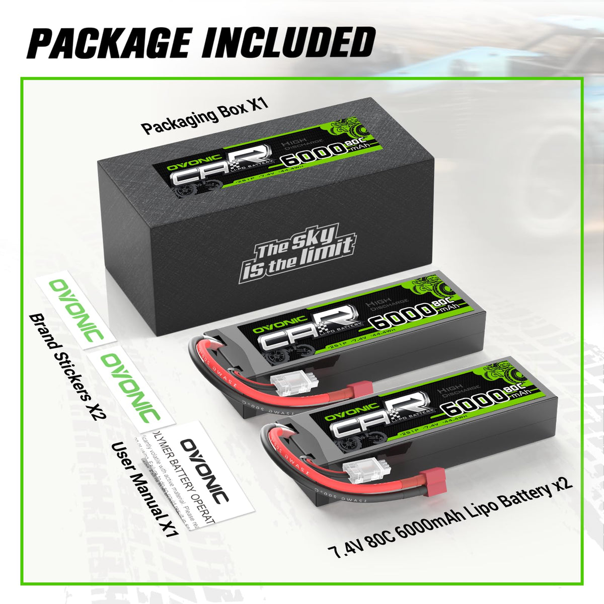 OVONIC hardcase LiPo battery with Dean connector, compatible with OVONIC chargers