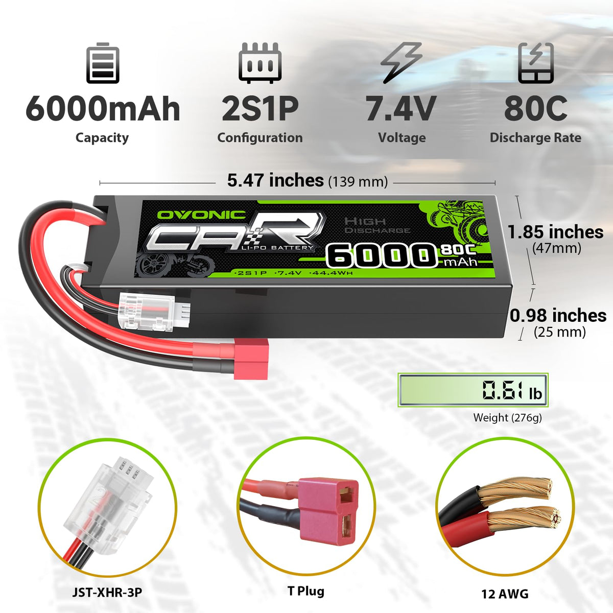 OVONIC 6000mAh LiPo hardcase battery for RC plane, longer aerial sessions