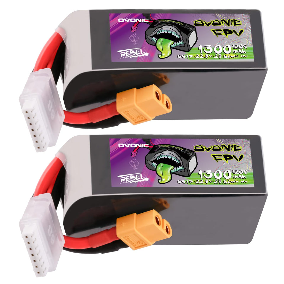 OVONIC 6S 1300mAh battery with XT60 plug for high-drain RC cars