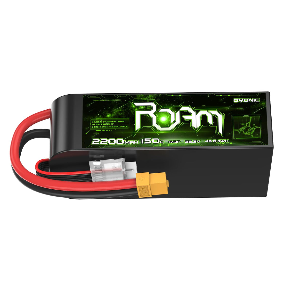 OVONIC 6S 2200mAh battery front view for RC cars