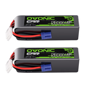 OVONIC 6S LiPo battery front view with EC5 plug for high-power RC sessions.