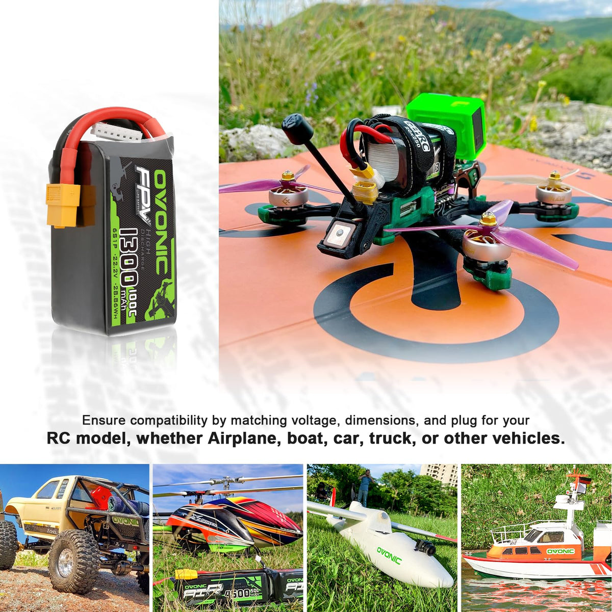 OVONIC 6S LiPo soft-case packaging protects the battery